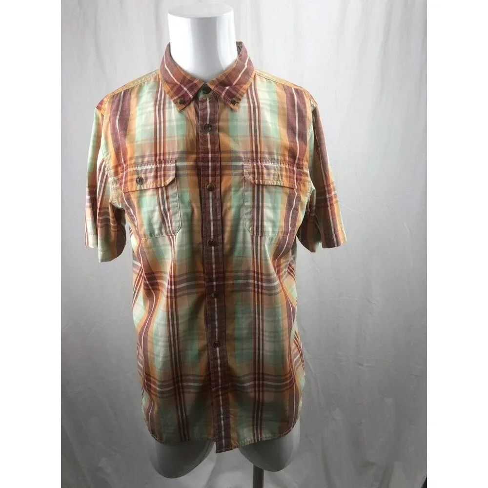 The North Face Men Shirt Madras Plaid Short Sleeve Button Up Hiking Large L